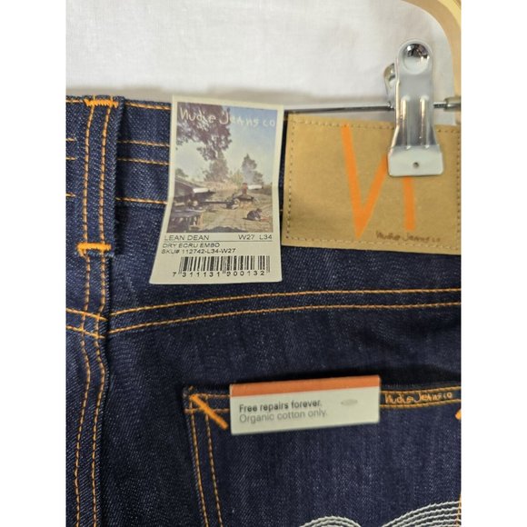 Nudie Jeans Lean Dean - Dry Ecru Embo W27 L34 NEW WITH TAGS- MENS - Picture 5 of 7